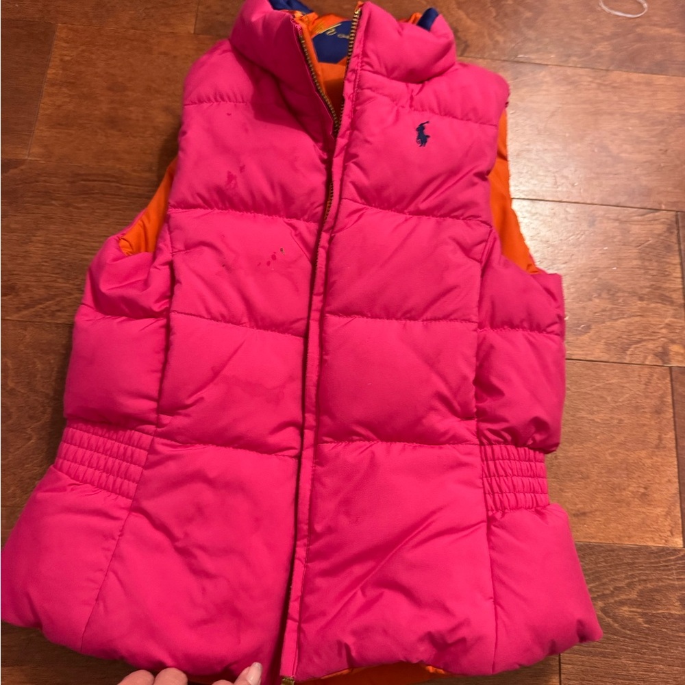 Ralph Lauren Fuchsia Puffer Vest with Orange Interior